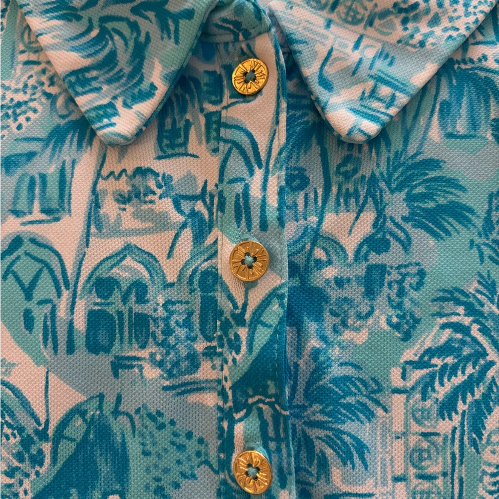 Lilly Pulitzer Silvia Dress Sway This Way Print Blue Turquoise Size Medium - Picture 3 of 6